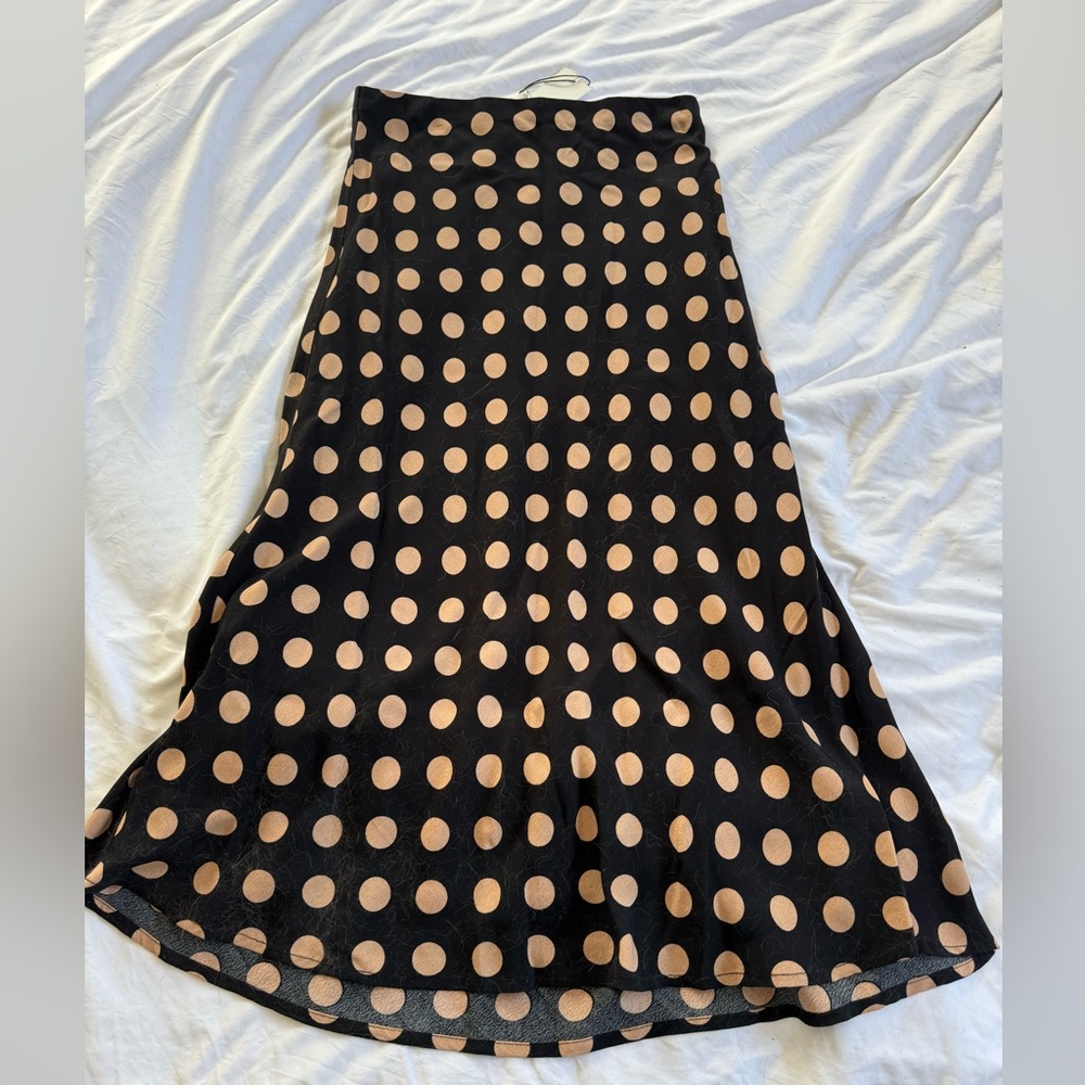 FLAWLESS Black and Tan Polka Dot A-Line Skirt Small